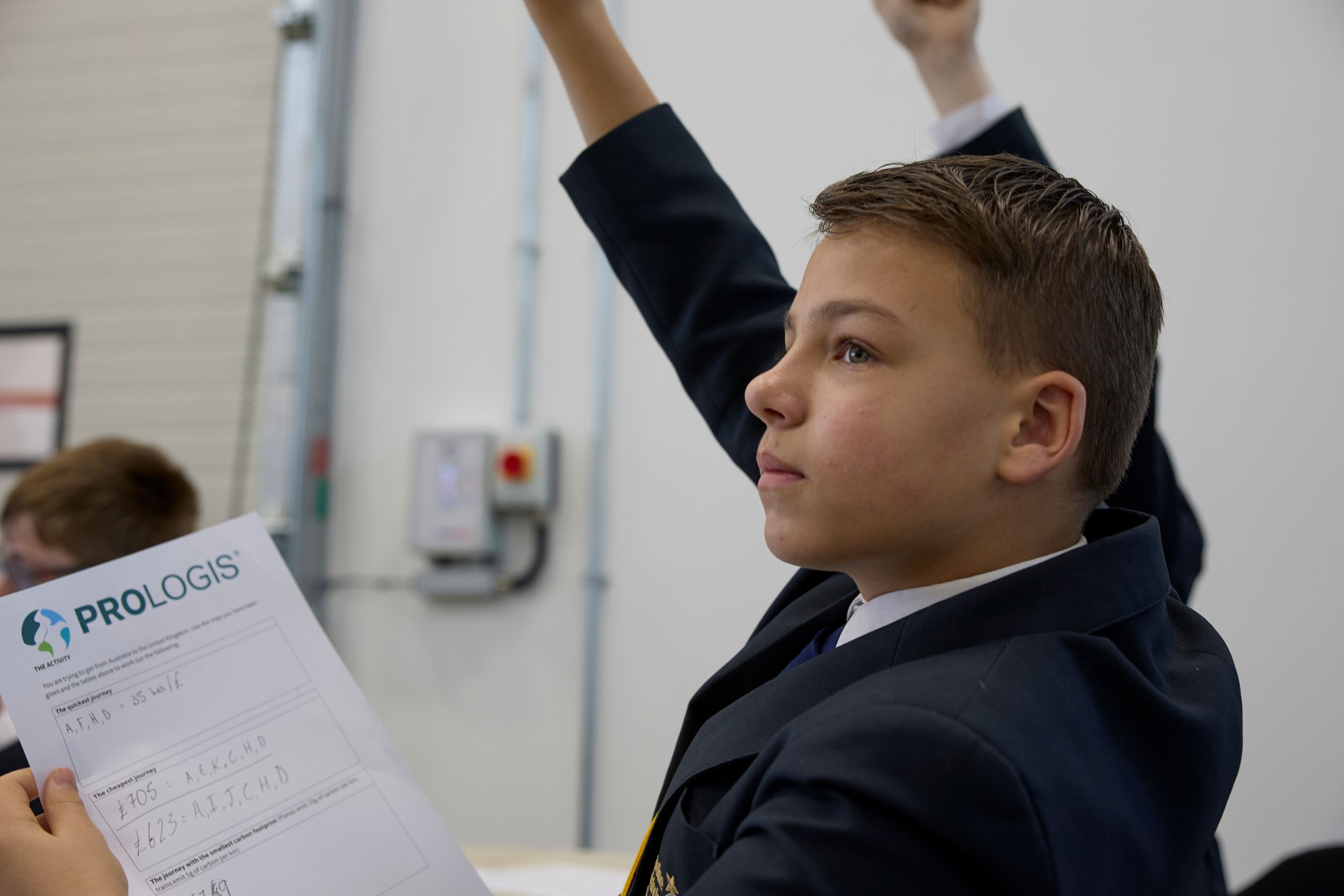 Student raising their hand at Careers Week