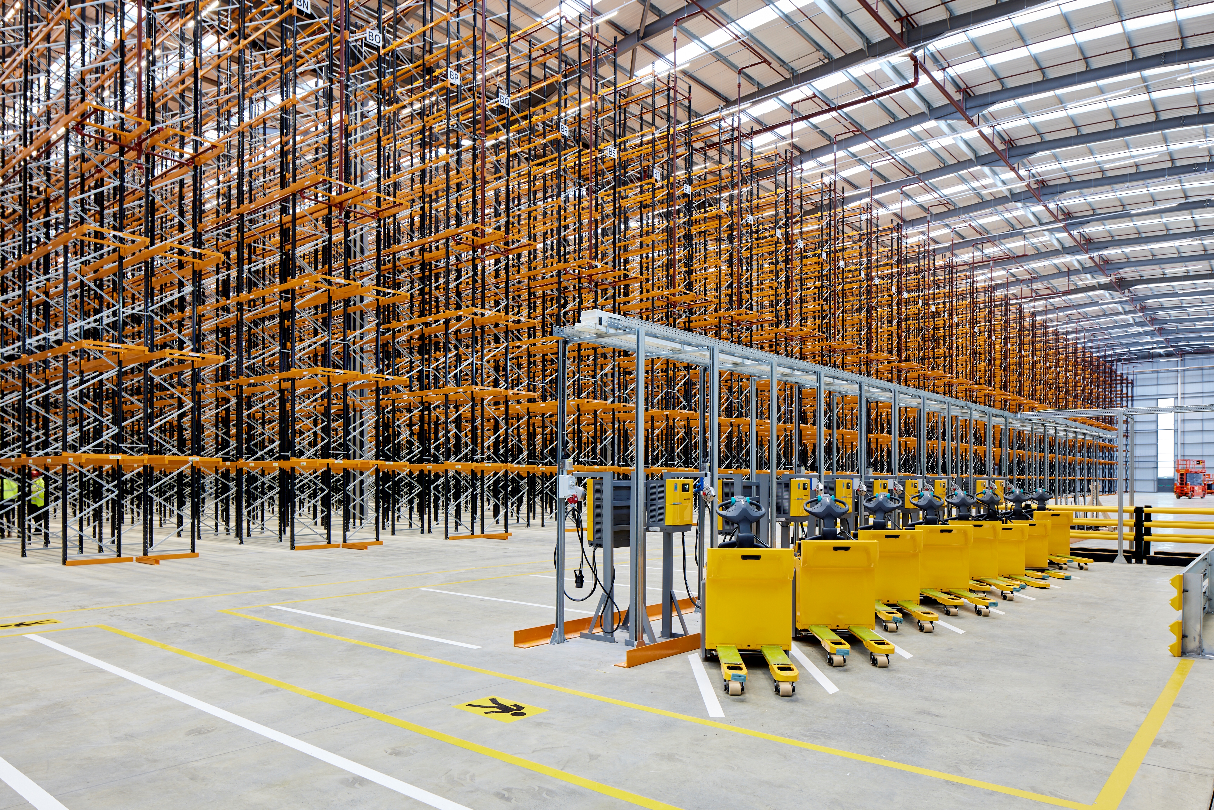 Racking and Forklifts in a warehouse