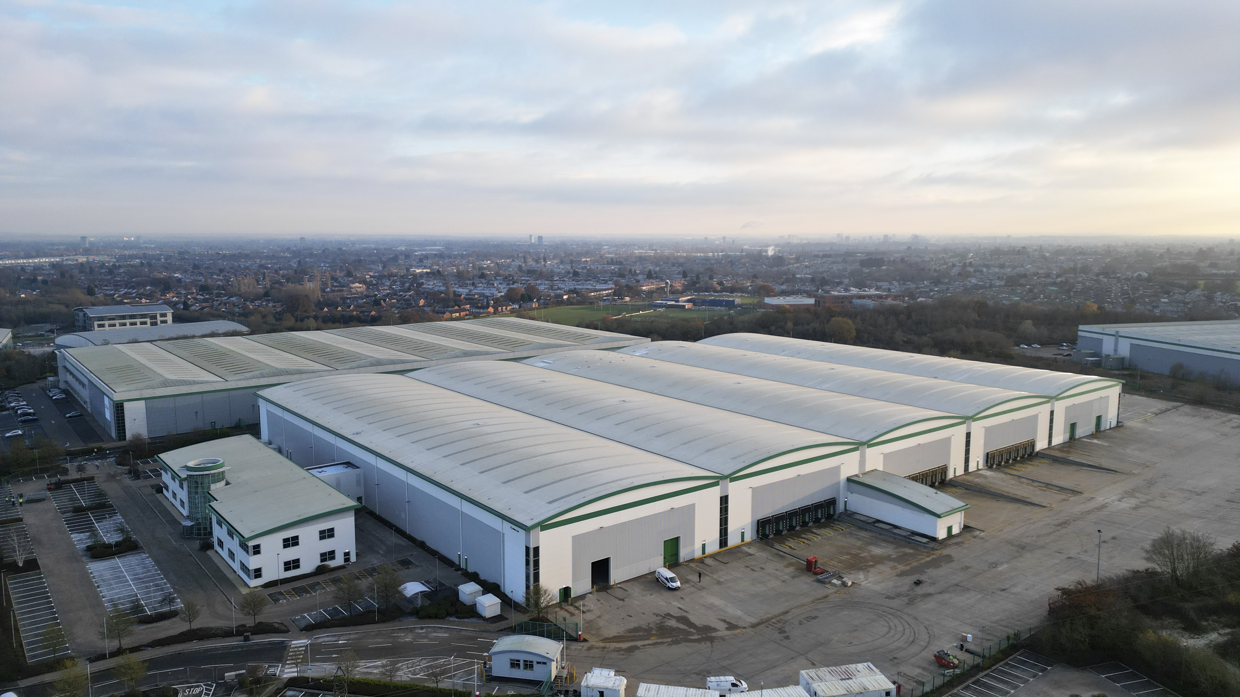 Aerial shot of a warehouse