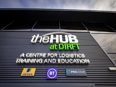 Picture of The Hub at DIRFT sign on the outside of the building